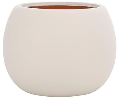 ESTINTENG Maceta de cerámica para suculentas de estilo nórdico, color crema simple, colorida y transpirable, planta verde, maceta redonda de interior, maceta de tierra, beige, tamaño grande (con