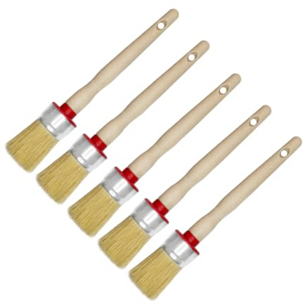 Set di 5 pennelli tondi, 30 mm, pennello ad anello, 30 mm, pennelli con setole naturali per uso domestico