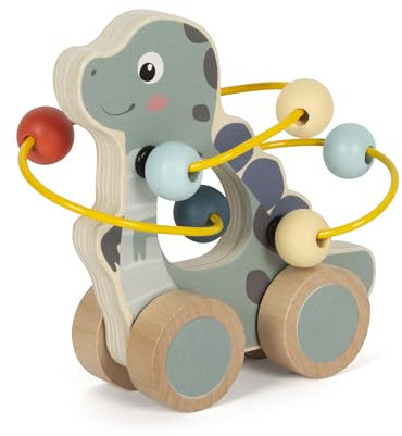 small foot Schiebetier mit Motorikschleife „Dino“, aus FSC 100%-zertifiziertem Holz, für Kinder ab 12 Monaten, 12615