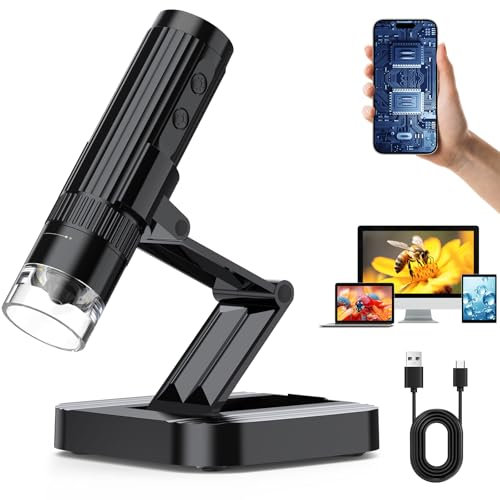 USB Digitales Mikroskop Kamera Lupe - Tragbares WiFi Mikroskop 50X-1000X 1080P mit 8 LED für Erwachsene Kinder - Handheld Vergrößerung Endoskop für iPhone Android Windows Mac
