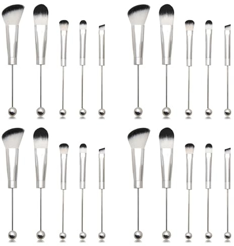 Haopeuk 4X Beadable Makeup Brushes Silicone Beads DIY Makeup Cosmetic Brushes Beaded Brushes Kit for DIY