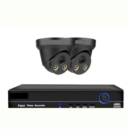 Kit sistema NVR, Kit di videosorveglianza telecamera dome 4K POE Kit di telecamere di sicurezza IP impermeabile for esterni Set Visione notturna a colori Kit NVR 8CH(None,10CH NVR 2pcs camera)
