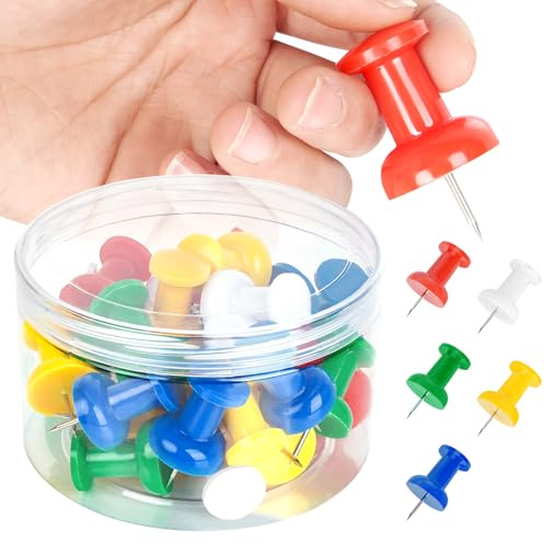 DANRONG Jumbo-Pinnnadeln für Pinnwände, große Reißnägel für Wand, 4,6 cm, Bunte Reißnägel für Korktafel, zum Aufhängen von Karten, Fotos, Postern, Kalender, Büro- und Schulbedarf, 30 Stück | 4,6 cm große Reißnägel, bunt, Reißzwecken, Korktafel, zum Aufhängen, Karten, Fotos, Poster, Kalender, Büro- und Schulbedarf