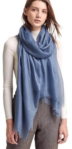 Prettystern Damen 100% Kaschmir feder-leicht Ring Pashmina Schal Abendkleid Stola aus hauch-dünn 200 garn Cashmere Fäden