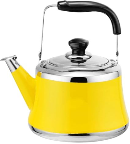 Bouilloire sifflante en acier inoxydable 304 pour toutes les cuisinières - 2L, 3L, 4L, 5L (jaune, 4 litres)