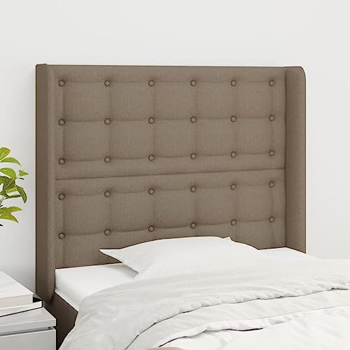 Sufrk Kopfteil mit Ohren Bett Kopfteil Kopfenden Bed Headboard Bettkopfteil Kopfteil Taupe 103x16x118/128 cm Stoff - 3120008