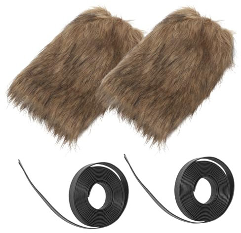 OKUMEYR Kunstpelz-beinwärmer Wikinger-pelzwickel Pelz-armwärmer Flauschige Beinwärmer Pelz-stiefelüberzüge Für Herren Und Damen Für Kostüme Und Kühle Wetter