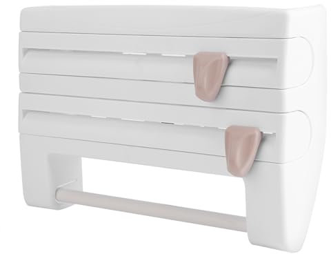 Support de Rangement de Cuisine Film Alimentaire Porte Rouleau de Cuisine Organisateur Mural pour la Cuisine Blanc