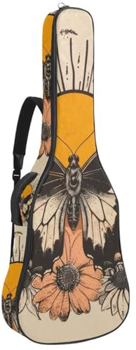Gitarrentasche in voller Größe, 101,6 cm, 104,4 cm, 106,7 cm, Tragetasche für E-Bass, klassische Gitarre, abstraktes Zick-Zack-Muster, Mehrfarbig 04, 42.9x16.9x4.7 in, Lässiger Tagesrucksack