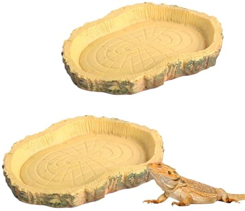 XOXVURI 2 Pièces Abreuvoir Tortue Terrestre Bols À Eau Pour Reptiles Nourriture Pour Bol Pour Reptiles En Feuilles Convient Aux Reptiles Et Amphibiens Lézards Grenouilles Geckos Tortues Etc