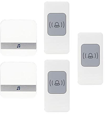 WOTZOV Wireless Waterproof Doorbell, Universal Smart Door Chime 300M Operating Range Door Chime,3 Push Button+2 Receivers,52 Ringtones,4 Volume Levels,Gold,White