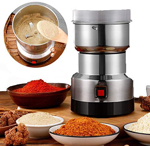 Molinillo de café para molinillos de café Seguros y silenciosos Molinillo de café eléctrico pequeño para el hogar Hierbas Especias Nueces Granos Molienda de Granos de café 4 7.6 Pulgadas Plata