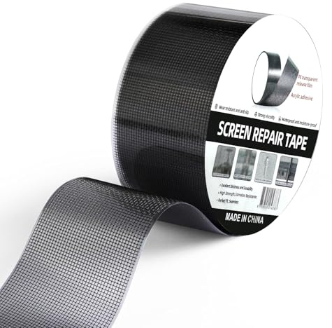 MLEJU Nastro Adesivo di Riparazione per Zanzariere 10cm x 6m, Nastro Ripara Zanzariere in Fibra di Vetro, Impermeabile e Super Adesivo,Ripara Zanzariere Adesivo Invisibile- Nero