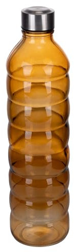 Villa d'Este Home Tivoli 1996 Set 3 Bottiglia acqua 1,25 l in vetro, tappo in plastica PP e acciaio inox, Dulce de Leche