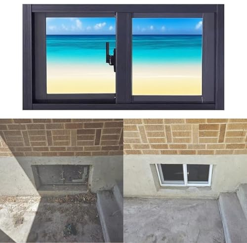 WENQIDAFA Large Lockable Shed Transom Sliding Window W/Screws, ，36x13in / 91x33cm Black，for Sheds, Bathroom, Basement and Chicken Coops