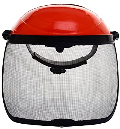 Casque de sécurité en maille métallique pour tronçonneuse avec visière complète Rouge