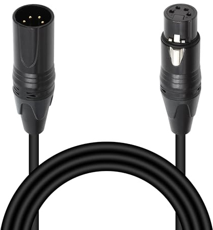Xilaghy 4-Pin XLR Extension Patch Cable 5.9FT,XLR 4 PIN Male to Female Microphone Cord for Speaker,Microphone and Stage Light,Black(1.8M)