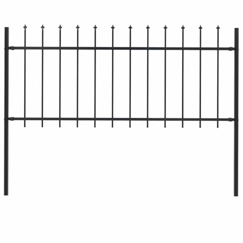Teichzaun Absperrzaun, Gartenzaun mit Speerspitze Stahl 181 x 80 cm Schwarz, Zaun für Hunde, Garten