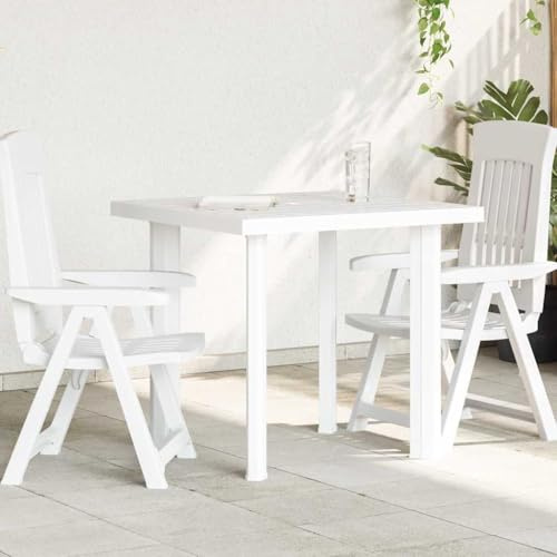 Owoxanthellate Tavolo da giardino pieghevole, 80 x 75 x 72 cm, in plastica bianca resistente alle intemperie, con foro per ombrellone, design moderno, salvaspazio e leggero, per giardino, balcone