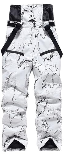 Pantalon de ski pour homme et femme hiver coupe-vent chaud épais double planche bandoulière, Blanc., M