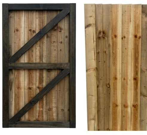 Heavy Duty Wooden Garden Gate | Pressure Treated Feather Edge Timber Side Gate for Outdoor Fence & Pathways (180cm High x 60cm Wide x 6cm Deep)