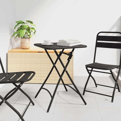 mzdioop Bistro Table Anthracite Powder Coated Steel 55 x 55 x 72.5 cm Foldable Stable Weatherproof Space Saving for Garden Patio Balcony Camping Porch Outdoor Dining