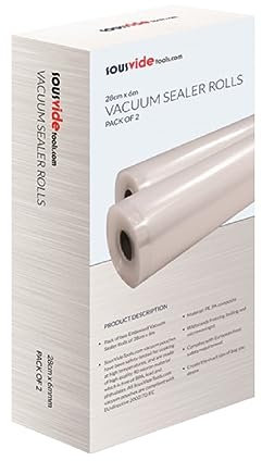 SousVideTools | Vacuum Sealer Rolls Pack of 2 | 28 cm x 6 m | Embossed Plastic Food Storage | Sous Vide Cooking, Boiling, Freezing and Microwaving - Packaging May Vary