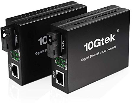 H!Fiber.com une paire de Bidi Gigabit Ethernet Media Converter, 1.25G SFP to RJ45 Fiber to copper, Built-in Bidi SFP Transceiver (1000Base-LX, 20km, monomode simplex SC)