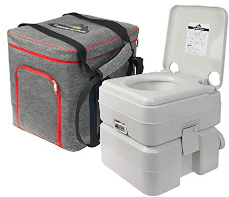 5.3 Gallon Portable Camping Toilet for Adults with Carry Bag – Extra Large Porta Potty for Adults Outdoors, RV, Boat | 286 LBS Capacity, 50 Flushes, Detachable Tanks, Carry Bag Included