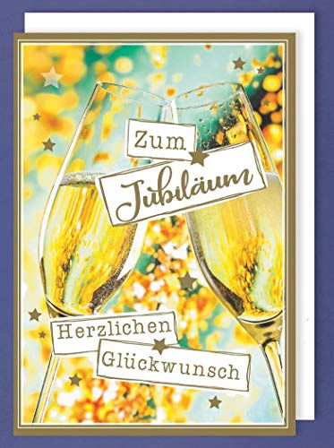 AvanCarte Riesen Jubiläum Karte Grußkarte Foliendruck Glückwunsch Sekt A4