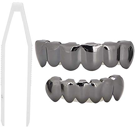 Zähne Set, Hip Hop glänzende Zähne Hip Hop Prop Zähne Dekoration für Halloween Party Geschenk(SCHWARZ)