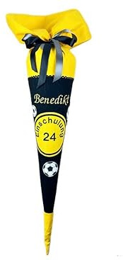 Glückspilz I Schultüte mit Namen personalisiert I Fußball Dortmund I Zuckertüte aus Stoff I Schwarz Gelb