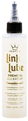Peaty's Premium Link Lube Allväderscykel kedjesmörjmedel – ultralätt löpkedja, kassett och kugghjul – för långa åkturer i alla väderförhållanden – 60 ml, vit