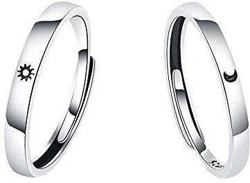 Herbests Sonne und Mond Paar Ring Set Verstellbar Mode Armband Verlobungsring Für Männer Frauen Hochzeitsring Jahrestag Geschenk Party Schmuck Geschenke, Silber