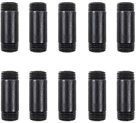 NiuBid 10 Pack 1/2 x 2 Inches Black Pipe Malleable Steel Nipples Fitting