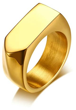 Ayoiow Edelstahl Ringe Männer, Ring Biker Herren Gold Siegelring Pfeilform Ring Größe 54 (17.2)
