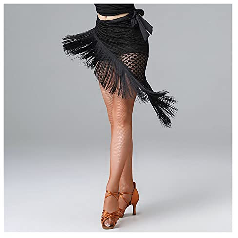 Frauen Latin Tanz Fransen Hüfte Wickel über Rock Bauchtanz Dreieck Gürtel Kostüm Zubehör Sexy Spitze Tücher Bauchtanz GüRtel 654 (Color : Black)