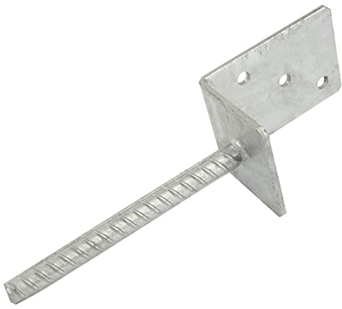 AERZETIX - C58594 - Support pied de poteau en L 84x335x135 mm à sceller couler dans le béton - en acier galvanisé S235 - pour bâtiment pergola structure porteuse vis tirefond - couleur argent