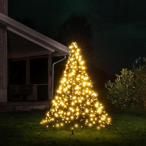 Lumedi - Weihnachtsbaumbeleuchtung für Innen und Außen - Mast inklusive - Weihnachtsdeko, LED Lichterkette, Stimmungsbeleuchtung - 2 Meter - 360 LEDs