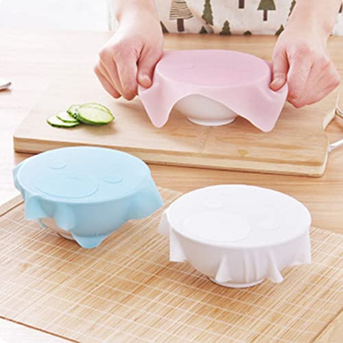 lamphle Coperchi elasticizzati in silicone copertura ciotola riutilizzabile pellicola elastica in silicone per alimenti coperchio per congelatore e microonde blu