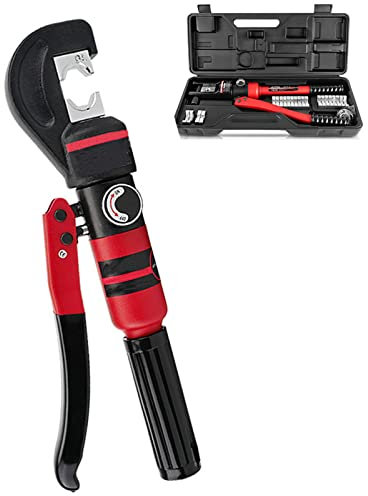 Herramienta de crimpado hidráulica, crimpadora de terminales de orejetas de cable con válvula de retorno de aceite ajustable y mango aislado grueso, herramienta manual de crimpado de cables para ter