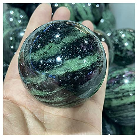 Meditación Decoración del hogar Bola de zoisita de rubí natural Epidota Esferas de cristal de cuarzo Rojo Verde Tesoro Minerales Reiki Energía Piedras curativas Decoración de la habitación Calmante Cr