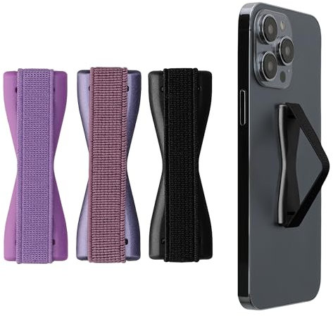 kwmobile 3X Support Doigt Smartphone - Accessoire Doigt pour téléphone Portable - Sangle poignée Dos Smartphone - Noir-Bordeaux métallique-Lavande