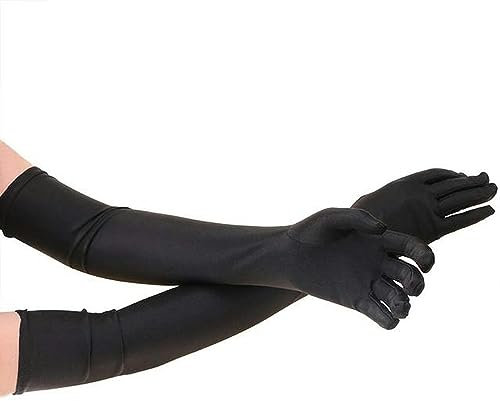 WANAM 1 Pair Long Finger Sun Protection Gloves Opera Evening Party Prom Costume Fashion Gloves -Black