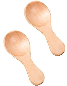 Wooden Spoon, 2 Pcs Mini Wooden Spoon with Short Handle, Perfect for Small Jars of Jam Spices Condiments Sugar Honey Coffee Tea Mustard Ice Cream Milk Powder, Kitchen Accessories (Khaki)