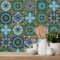 Tile Stickers 10X10CM Green Blue Stick on Tiles PVC Self Adhesive Wall Tiles Waterproof Bathroom Tile Stickers Oil Proof Kitchen Tile Stickers DIY Peel and Stick Floor Tiles(10PC)