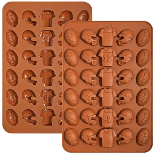 Webake American Football Schokoladenform Silikon 2 Stück 12 Löchern Silikonform Football Form Rugbyball Pralinenform für Schokolade Süßigkeiten Eiswürfel