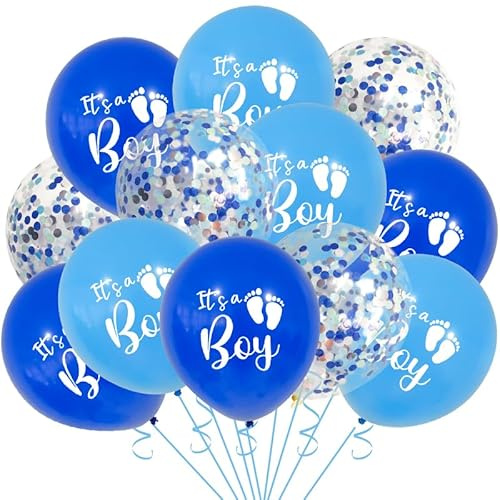 DazzJoy Its a Boy Ballon Blau,Baby Shower Deko Boy Ballons,Its a Boy Deko Luftballons mit Konfetti Ballons,Babyparty Deko Junge Helium Luftballons,Baby Boy Helium Ballon für Gender Reveal Party Deko