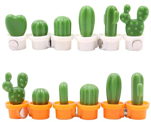 Hsthe Sea Set di Magneti per Frigo Cactus da 12 Pezzi, Mini Magneti 3D per Uso Lavagna, Cucina per Ufficio, Frigorifero, Adesivi Magnetici Creativi per Adulti e Bambini (Bianco+Arancione)