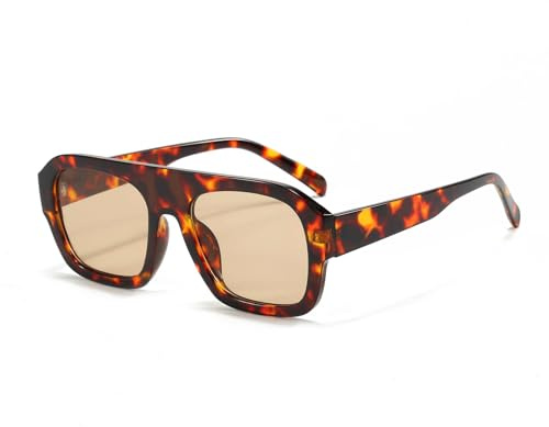 YAMEIZE Occhiali da Sole Retrò 70s a Forma di Rettangolo - per Donna Uomo - Occhiali da Sole Classici Quadrati Protezione UV400
